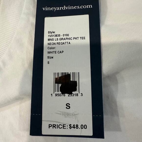 Vineyard Vines NWT Regatta Sailboat LongSleeve TShirt Mens Small White/Neon Pink - Picture 5 of 8